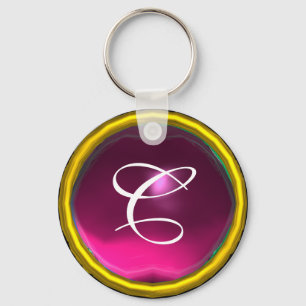 Porte-clés MONOGRAMME AMÉTHYSTE, jaune rose