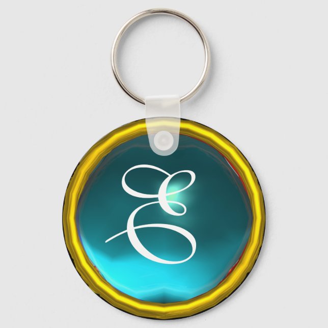 Porte-clés MONOGRAMME AQUAMARINE, jaune bleu (Recto)