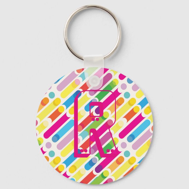 Porte-clés Monogramme Arc-en-ciel lignes diagonales Motif Pop (Recto)