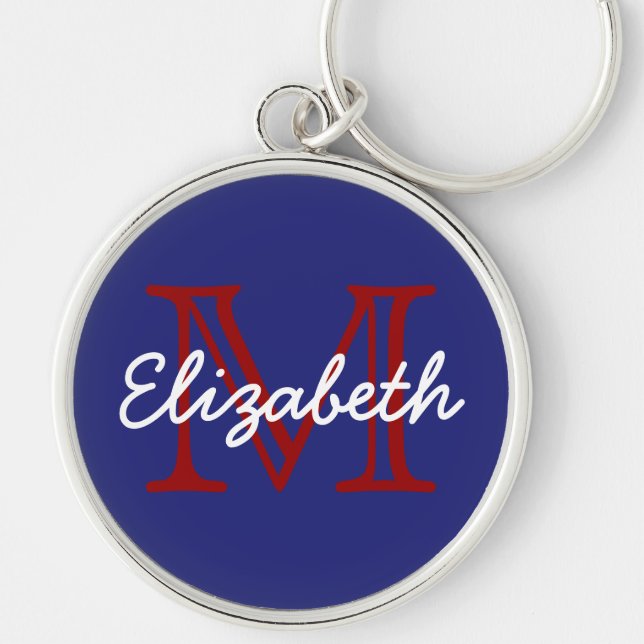 Porte-clés Monogramme blanc et bleu rouge de très bon goût (Devant)