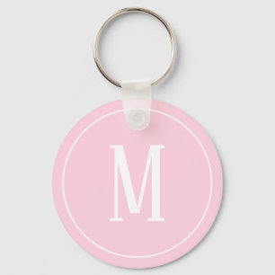 Porte-clés Monogramme blanc sur Porte - clé rose clair