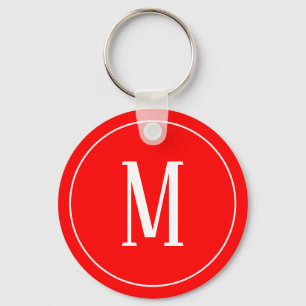 Porte-clés Monogramme blanc sur Porte - clé rouge