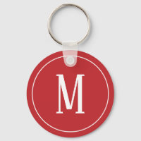 Monogramme blanc sur Porte - clé rouge foncé