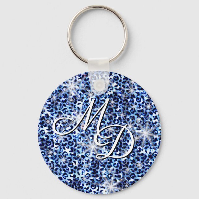 Porte-clés Monogramme bleu Cheetah (Recto)