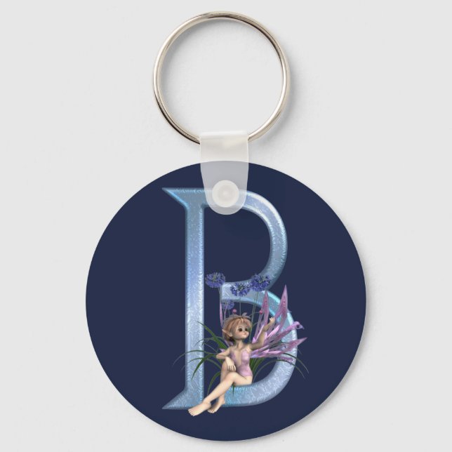 Porte-clés Monogramme bleu fée B (Recto)
