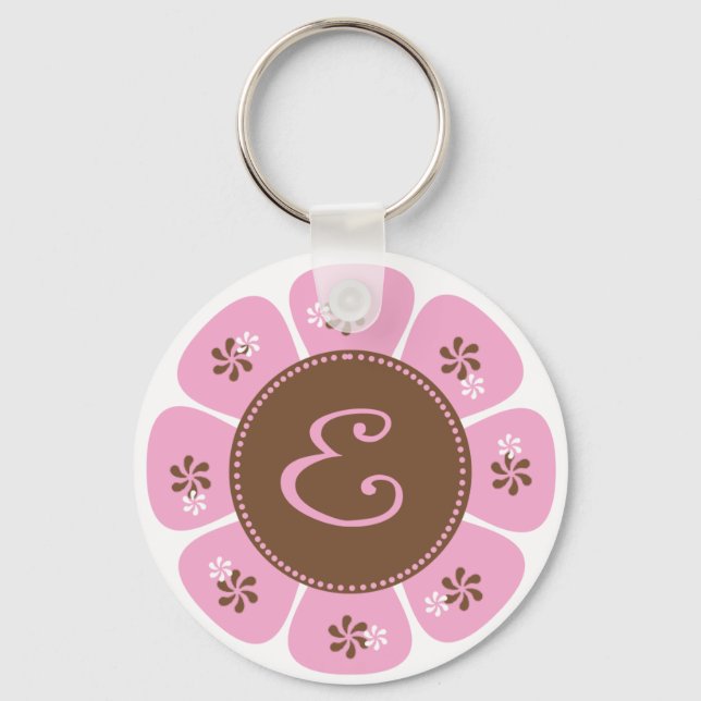 Porte-clés Monogramme Brown et rose E (Recto)