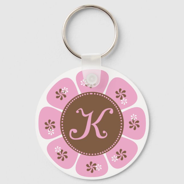 Porte-clés Monogramme Brown et rose K (Recto)