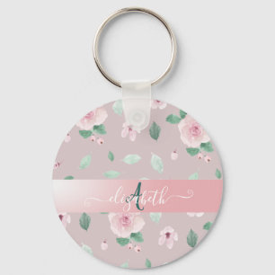 Porte-clés Monogramme Chic Fleurs Aquarelles