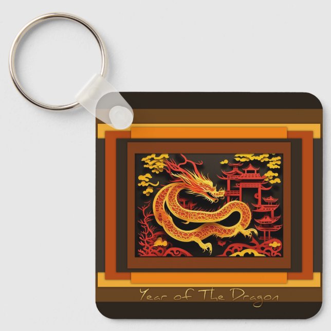 Porte-clés Monogramme chinois du Nouvel An SqK02 (Recto)