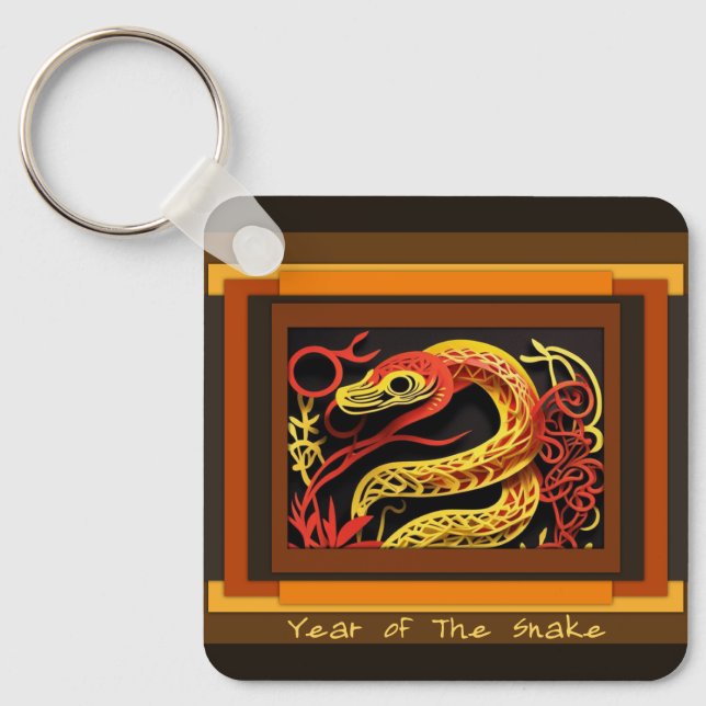 Porte-clés Monogramme chinois du serpent du Nouvel An SqK02 (Recto)