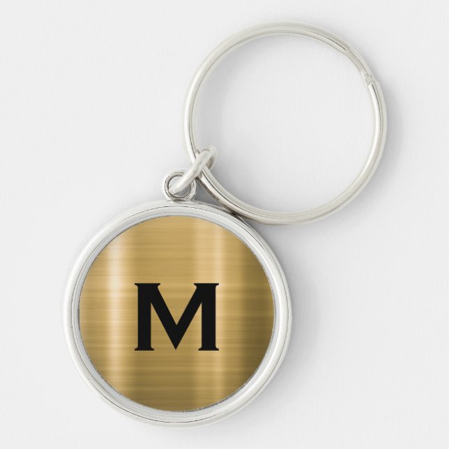Porte-clés Monogramme classique noir et or (Devant)