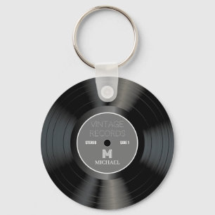 Porte-clés Monogramme classique vintage des années 80 Nom R