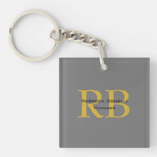 Porte-clés Monogramme couleur or gris moderne Ajouter un nom 
