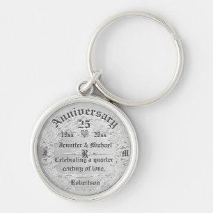 Porte-clés Monogramme d'argent du 25e anniversaire