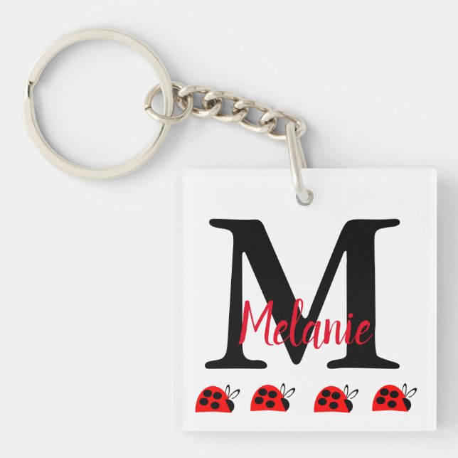 Porte-clés Monogramme de charte coccinelle rouge  (Devant)