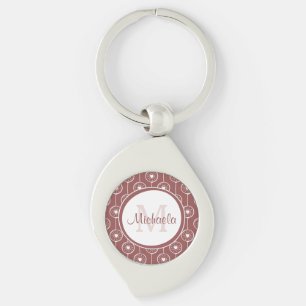 Porte-clés Monogramme de Coeurs Brown et rouges élégant avec