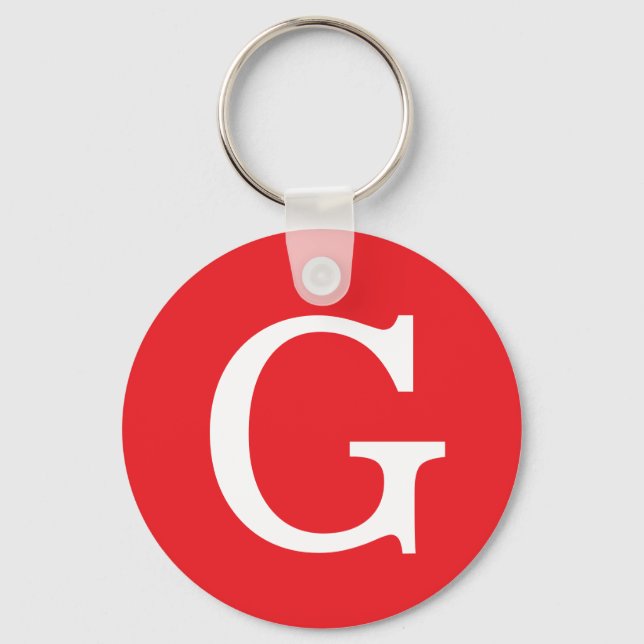 Porte-clés Monogramme de lettre initiale rouge blanc simple (Recto)