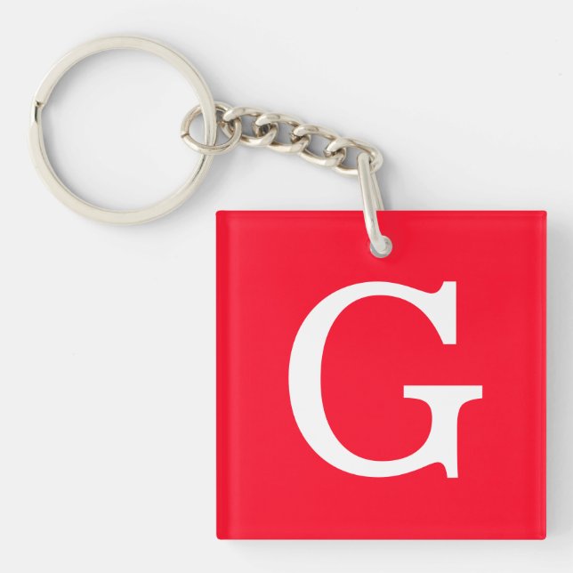 Porte-clés Monogramme de lettre initiale rouge blanc simple (Devant)