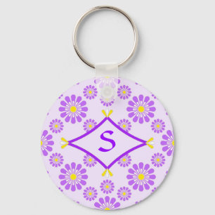 Porte-clés Monogramme de marguerite violette