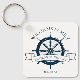 Porte-clés Monogramme de roue marine de bateau de croisière s