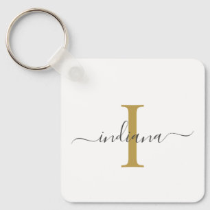 Porte-clés Monogramme de script moderne Élégant Nom