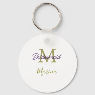 Porte-clés Monogramme de tribu de mariée simple en or pour la