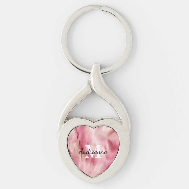 Porte-clés Monogramme de vache rose chic (Devant)