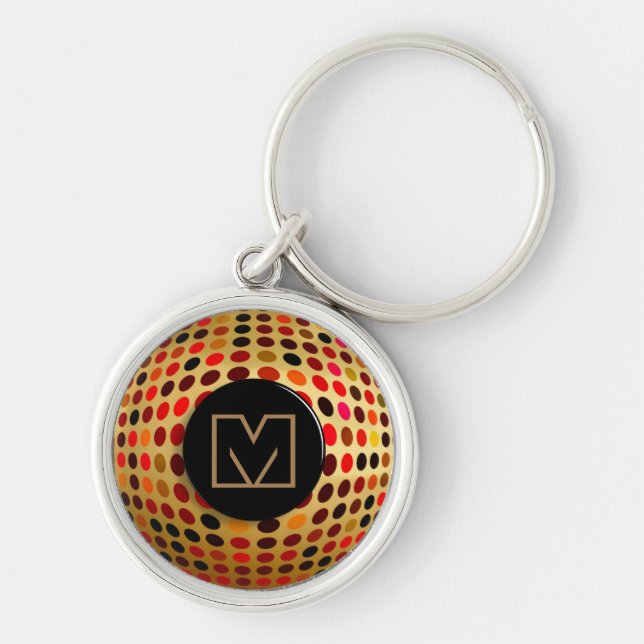 Porte-clés Monogramme d'illusion optique cool (Devant)