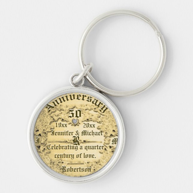Porte-clés Monogramme d'or du 50e anniversaire (Devant)
