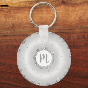 Porte-clés Monogramme doughnut argent parties scintillant scr