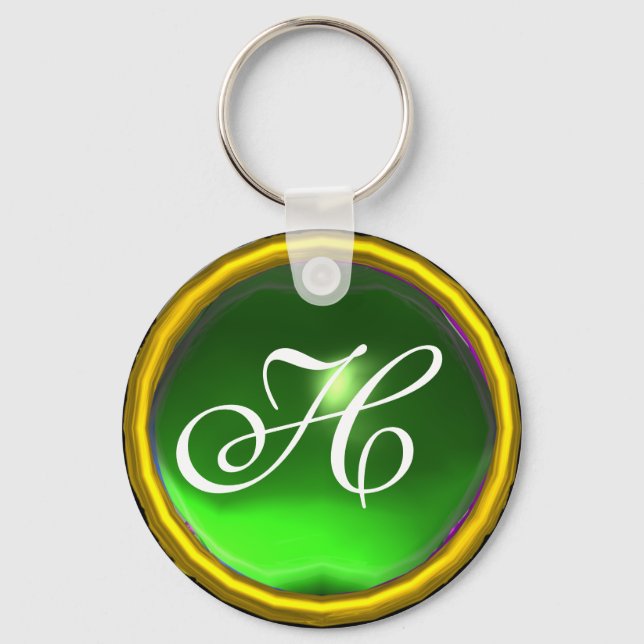 Porte-clés MONOGRAMME ÉMERAUDE, jaune vert (Recto)