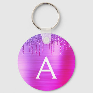 Porte-clés Monogramme en acier inoxydable de Parties scintill