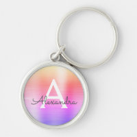 Monogramme en acier inoxydable faux rose et violet