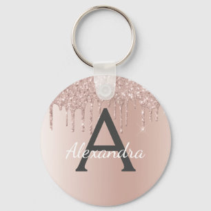 Porte-clés Monogramme en acier inoxydable rose rose