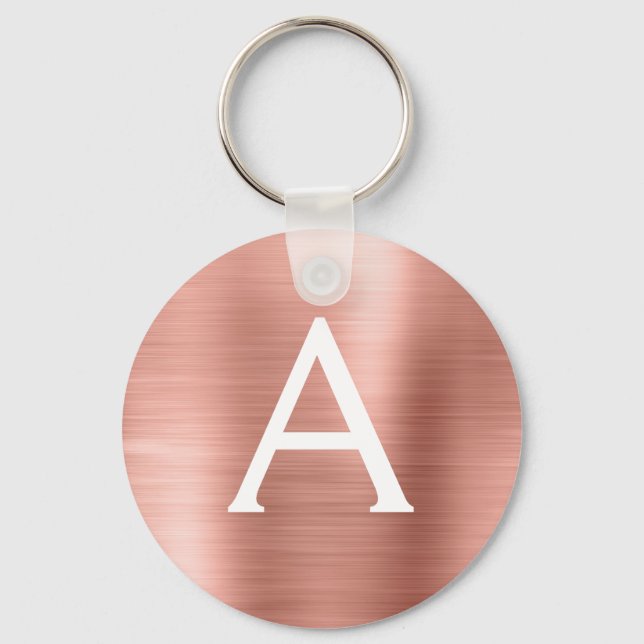 Porte-clés Monogramme en acier inoxydable rose rose (Recto)