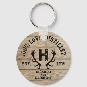 Porte-clés Monogramme en bois personnalisé de mariage de