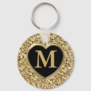 Porte-clés Monogramme en cristal de Druzy - or métallique