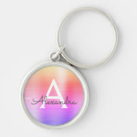 Monogramme en faux acier inoxydable rose et violet