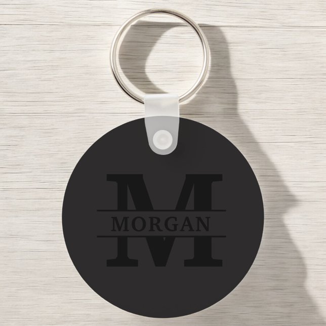 Porte-clés Monogramme et nom élégants personnalisés (Créateur téléchargé)