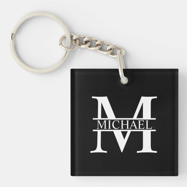Porte-clés Monogramme et nom personnalisés (Devant)