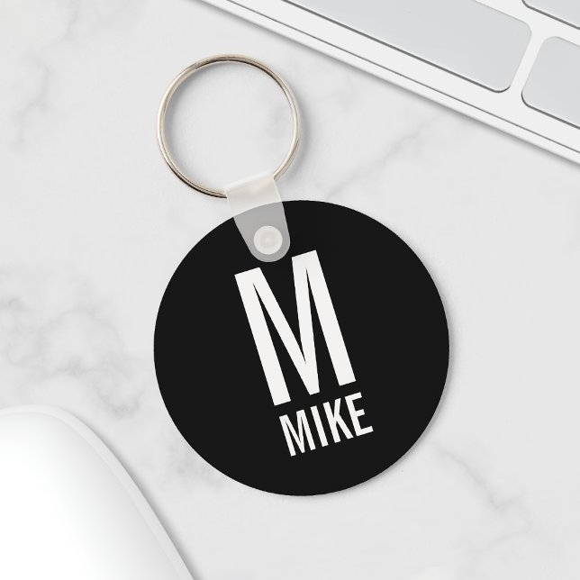 Porte-clés Monogramme et nom personnalisés modernes (Créateur téléchargé)