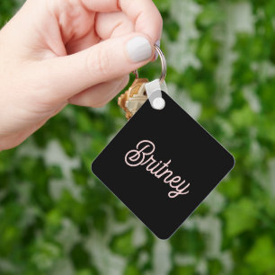 Porte-clés Monogramme et nom rose pâle moderne