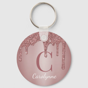 Porte-clés Monogramme faux reflets or rose Pink