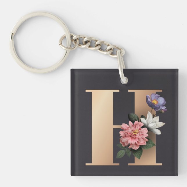 Porte-clés Monogramme floral (Devant)