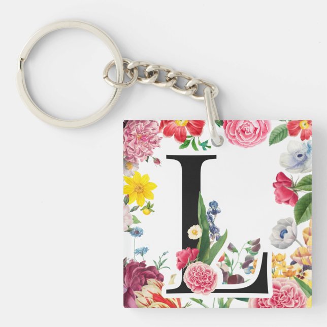 Porte-clés Monogramme floral (Devant)