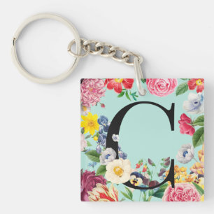 Porte-clés Monogramme floral