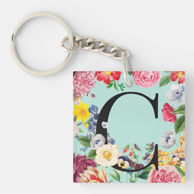 Porte-clés Monogramme floral (Devant)