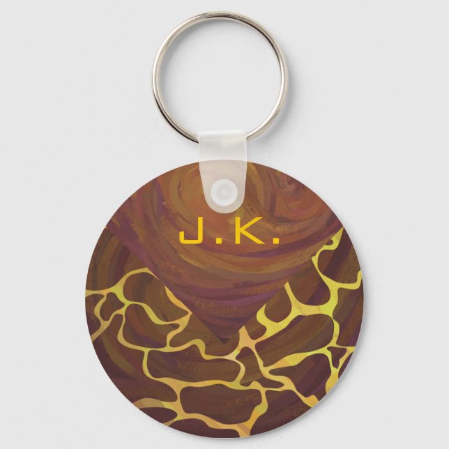 Porte-clés Monogramme Giraffe Brown, Impression Jaune (Recto)