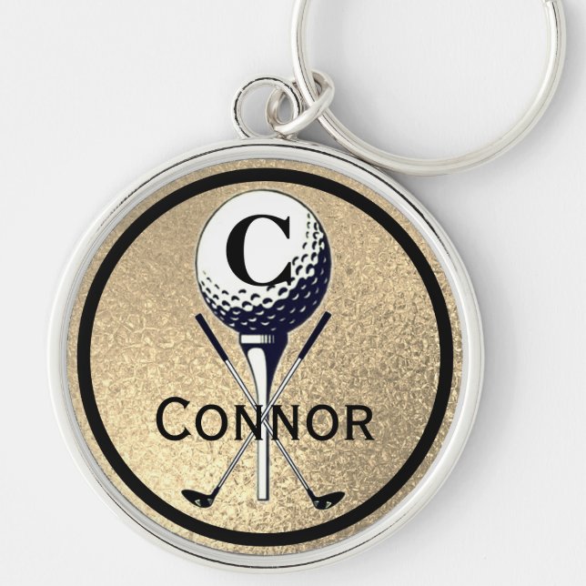 Porte-clés Monogramme Golf Tee Gold (Devant)