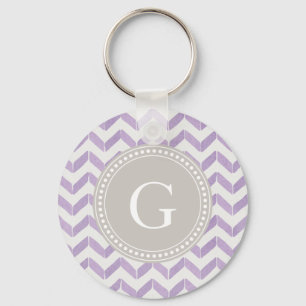 Porte-clés Monogramme gris pourpre en pastel chic de coutume